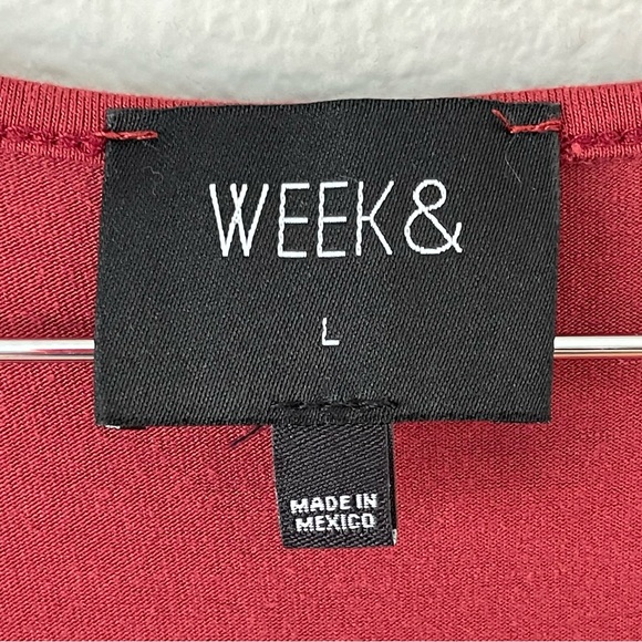 WEEK& Red Brick V-Neck Midi Pho Wrap Dress Size L - Picture 4 of 6